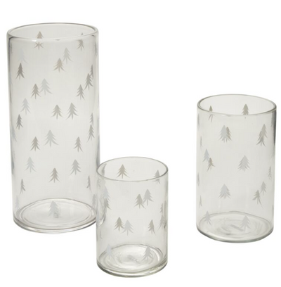 Glass Votive with Tree Pattern