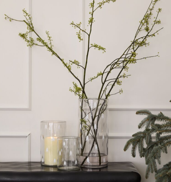 Glass Votive with Tree Pattern