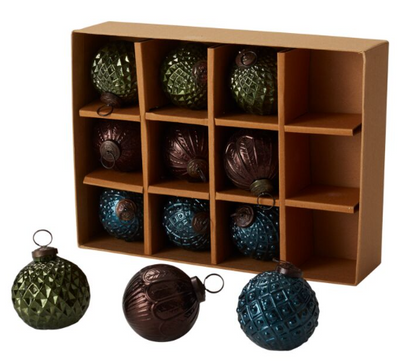 Box Set of 12 Rich Neutral Ornaments