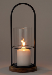 Iron & Wood Candle Holder