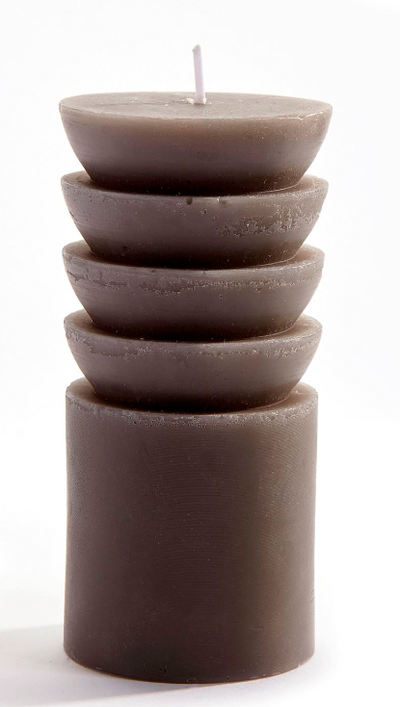 Short Tiered Dark Grey Pillar Candle