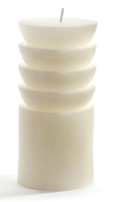 Short Tiered White Pillar Candle