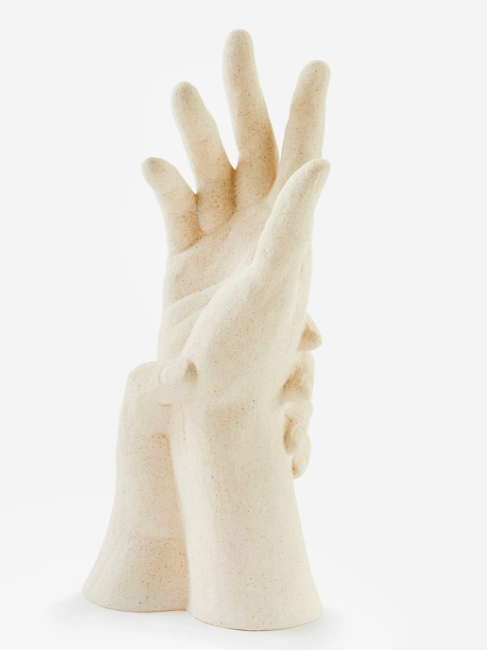 Ceramic White Sand Open Hand Statue