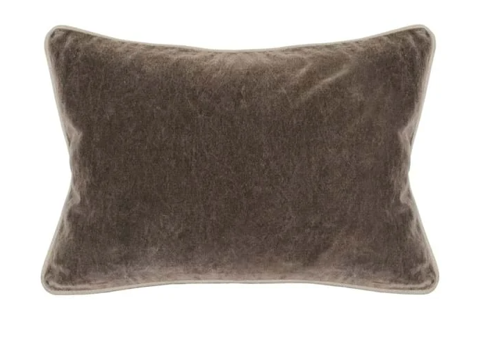 20" x 14" Brown Velvet Lumbar Pillow