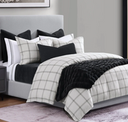 White Windowpane Plaid King Bedding Set