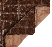 Brown Faux Velvet Double Box Stitch King Quilt Set