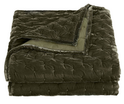 Dark Green Faux Silk Velvet King Quilt Set