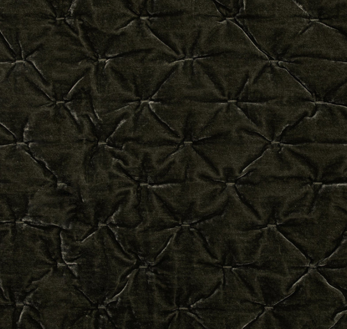 Dark Green Faux Silk Velvet King Quilt Set