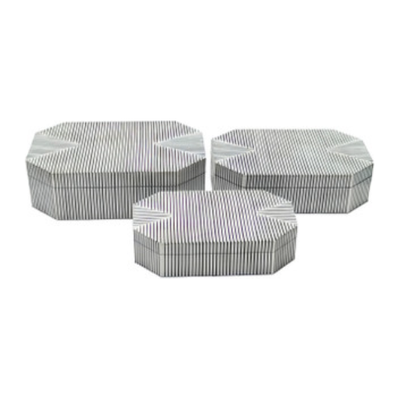 Set of 3 Stripped Octagon Boxes