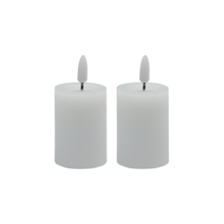 Set of 2 Small White Flameless Candle Pillar