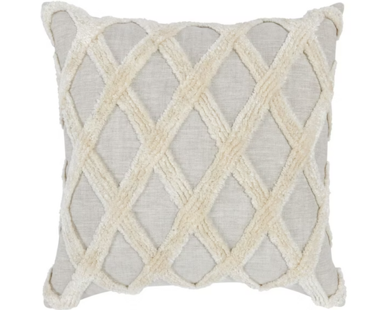 22" x 22" Natural/Ivory Throw Pillow