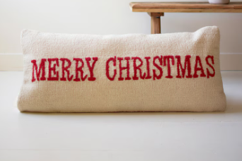 Merry Christmas Cream Lumbar Pillow