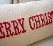 Merry Christmas Cream Lumbar Pillow