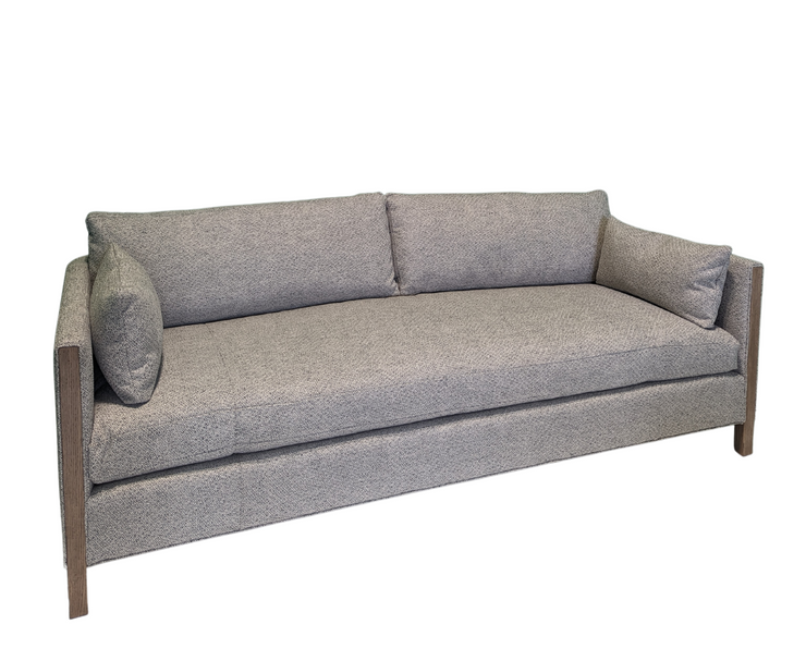 87" Custom Bench Seat Sofa with Wood Accent