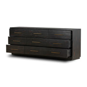 88" Black 9 Drawer Dresser