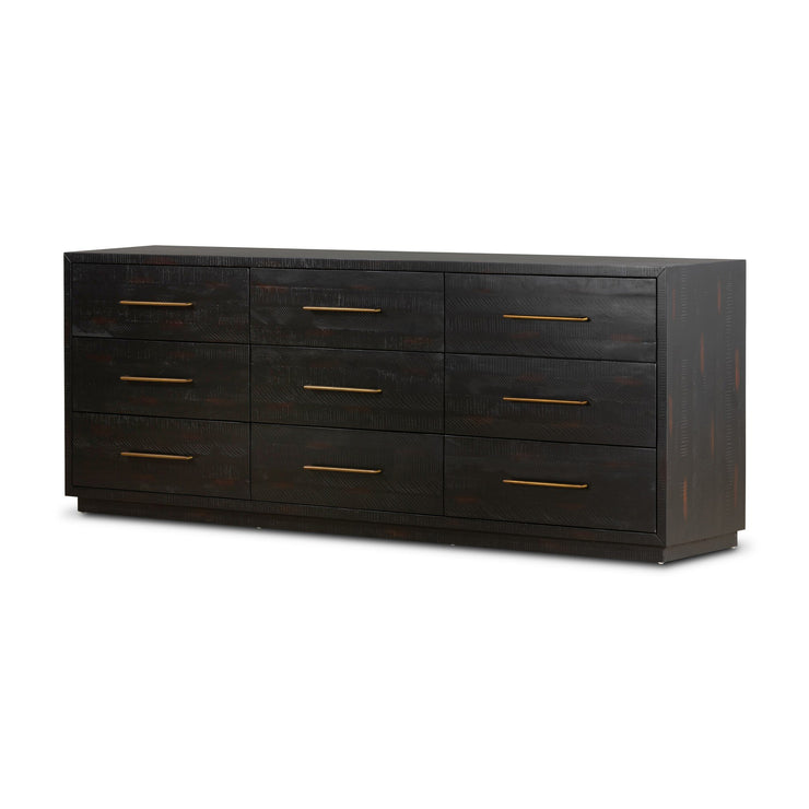 88" Black 9 Drawer Dresser