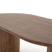 94" Rounded Brown Acacia Dining Table