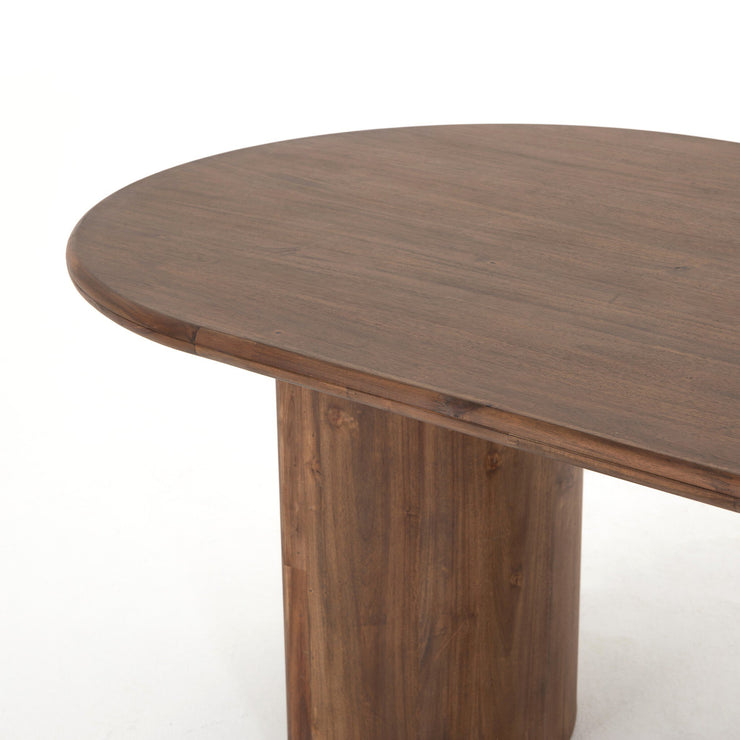 94" Rounded Brown Acacia Dining Table