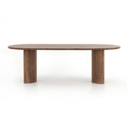 94" Rounded Brown Acacia Dining Table