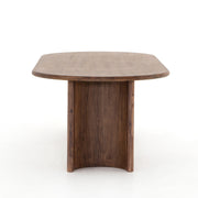 94" Rounded Brown Acacia Dining Table