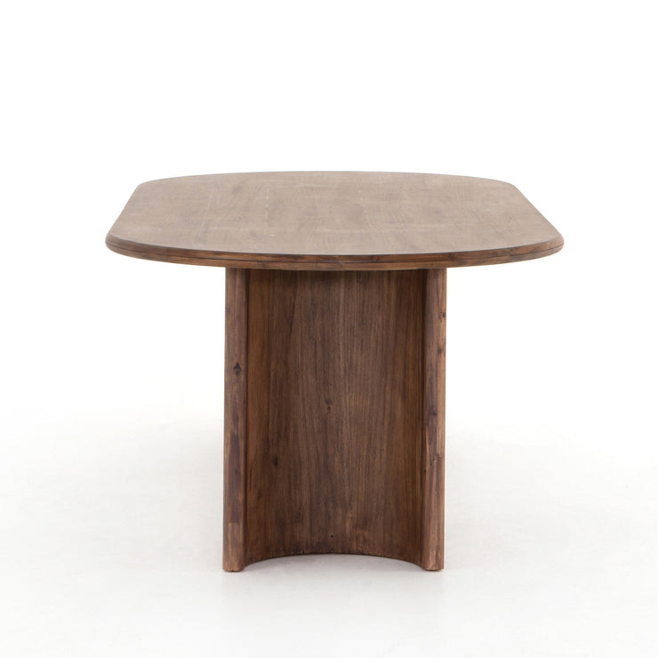 94" Rounded Brown Acacia Dining Table