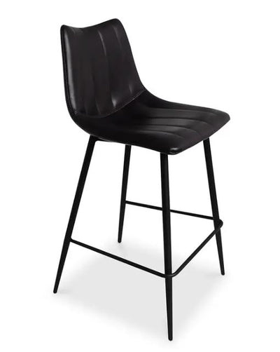 Faux Leather Black Counter Stool