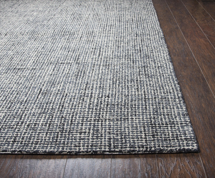 9' x 12' Black and Ivory Wool Rug