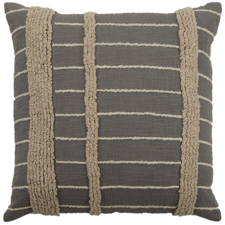 20"x20" Grey & Cotton Striped Pillow