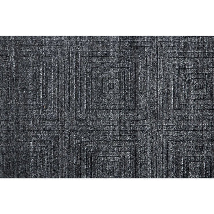 9'x12" Geometric Charcoal Wool Rug