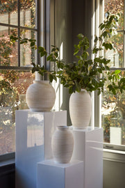 Neutral Ceramic Hatched Vase