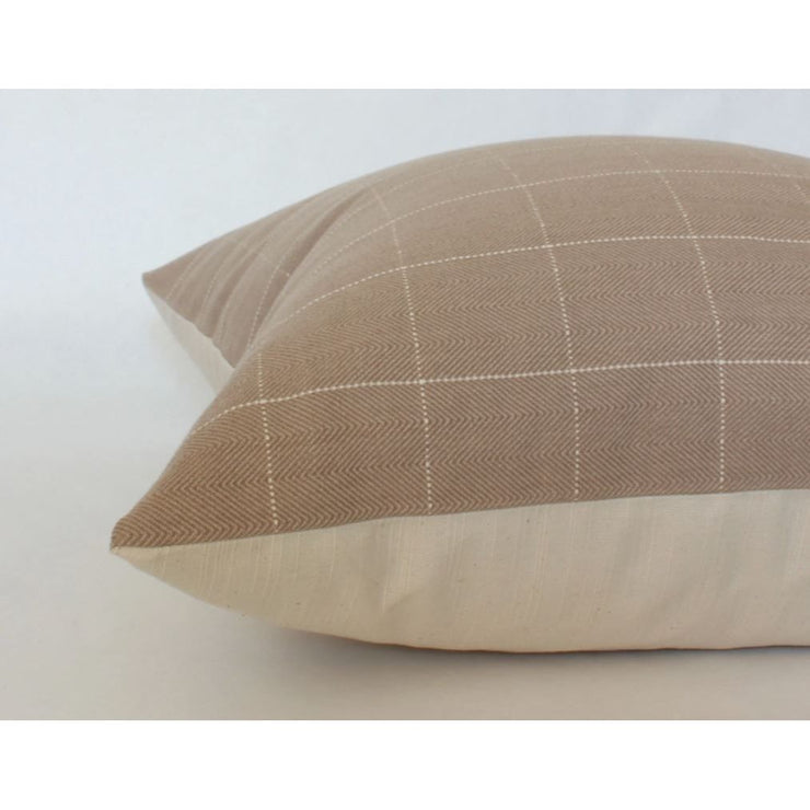 20x20" Tan Plaid Pillow