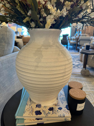 White Ribbed Vase