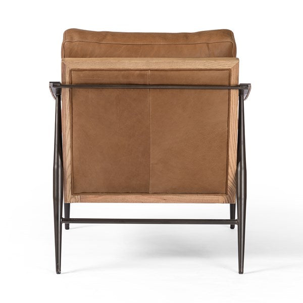 Top Grain Cognac Leather Accent Chair
