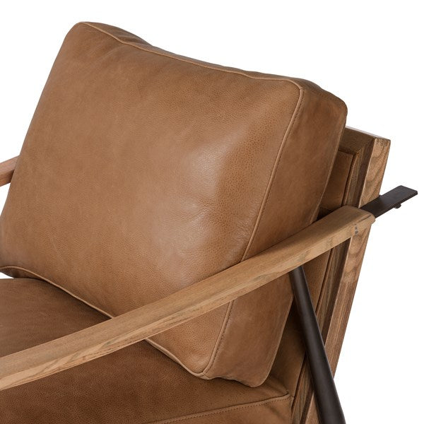 Top Grain Cognac Leather Accent Chair