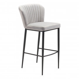 Gray Velvet Bar Chair - Mix Home Mercantile