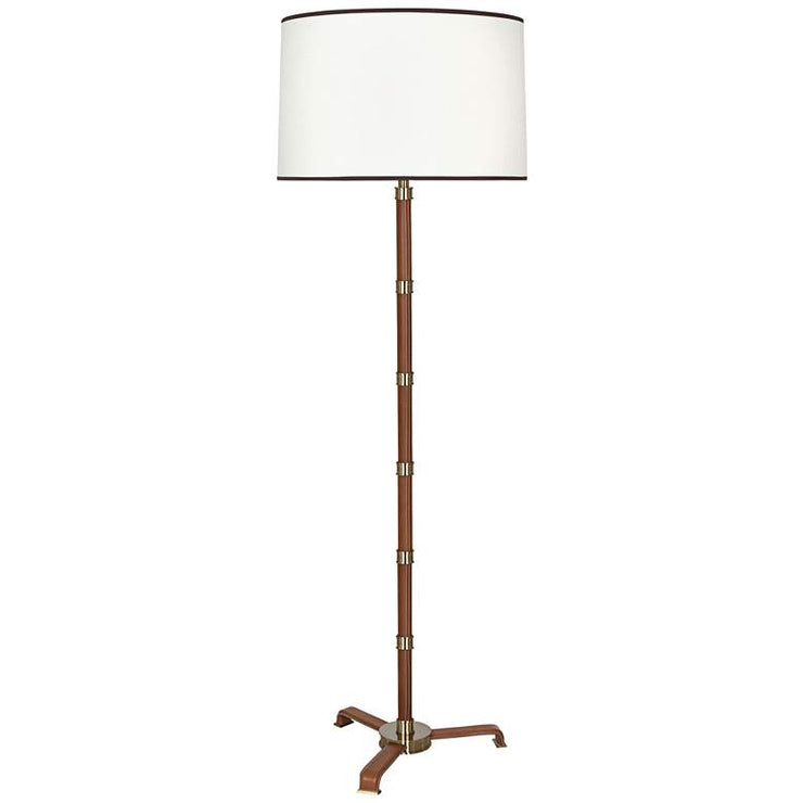 Modern Brass with Saddle Leather Floor Lamp - Mix Home Mercantile