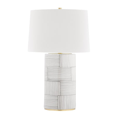 Aged Brass and Stripe PatternTable Lamp - Mix Home Mercantile