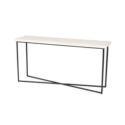 58x14x28.5 White Console Table with Black Metal Base - Mix Home Mercantile