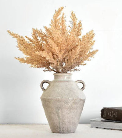 7" Cream Distressed Glazed Vase
