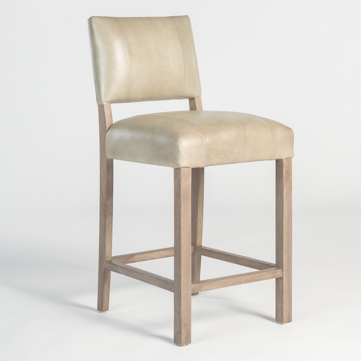 Leather Counter Stool in Refined Gray - Mix Home Mercantile