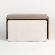 Wood and Fabric Ottoman - Mix Home Mercantile