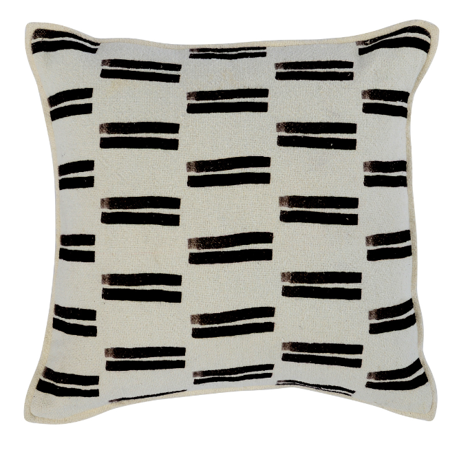 22" x 22" Contemporary Black and White Feather Blend Pillow - Mix Home Mercantile
