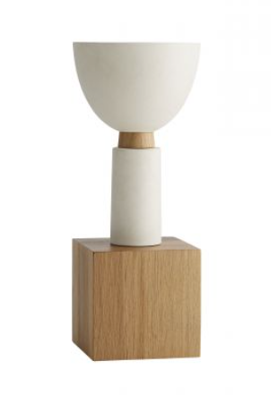 White Ceramic Vase with Wood Base - Mix Home Mercantile