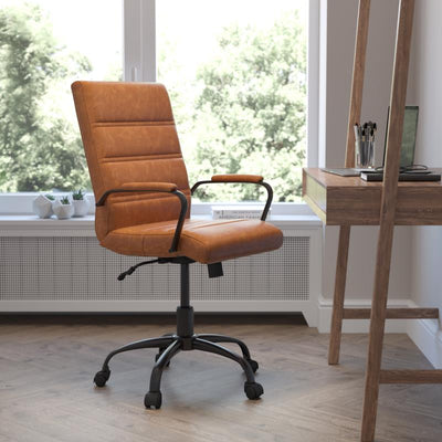 Whiskey Brown Leather Desk Chair