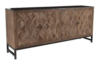 80" Textured Wood & Soapstone Sideboard