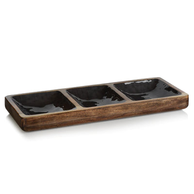 Mango Wood Sectional Condiment Tray - Mix Home Mercantile