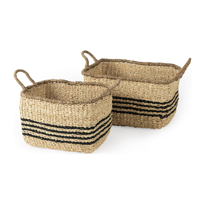 Seagrass Basket with Black Stripes