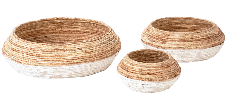 Set of 3 Two-Tone Woven Baskets - Mix Home Mercantile