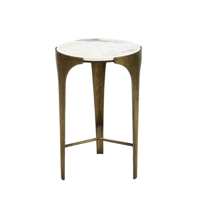 Marble and Gilded Gold Round Side Table