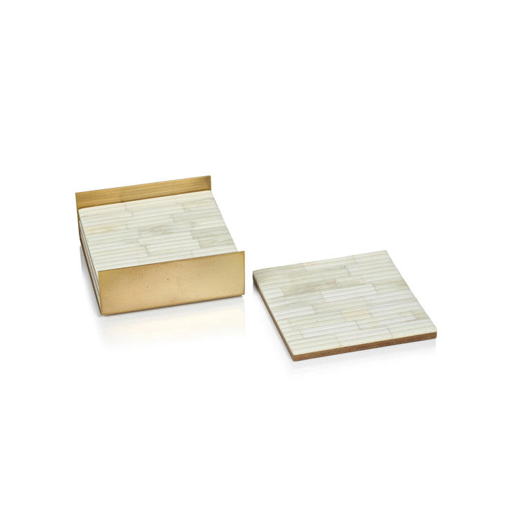 White Ribbed Bone Coasters - Set of 4 - Mix Home Mercantile